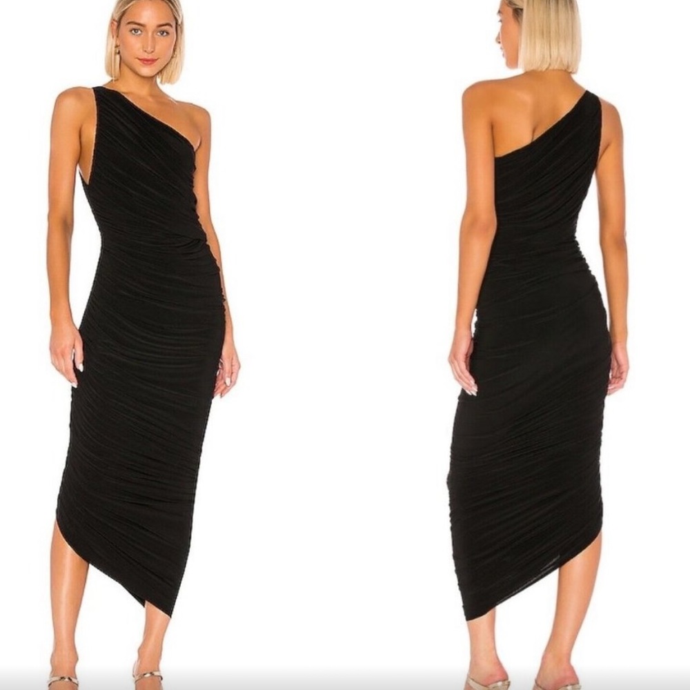 NORMA KAMALI Diana One-Shoulder Gown BLACK SIZE XS NEW
